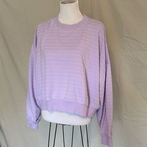 Aerie Lavender Polka Dot Sweatshirt cropped large terry oversized textured
